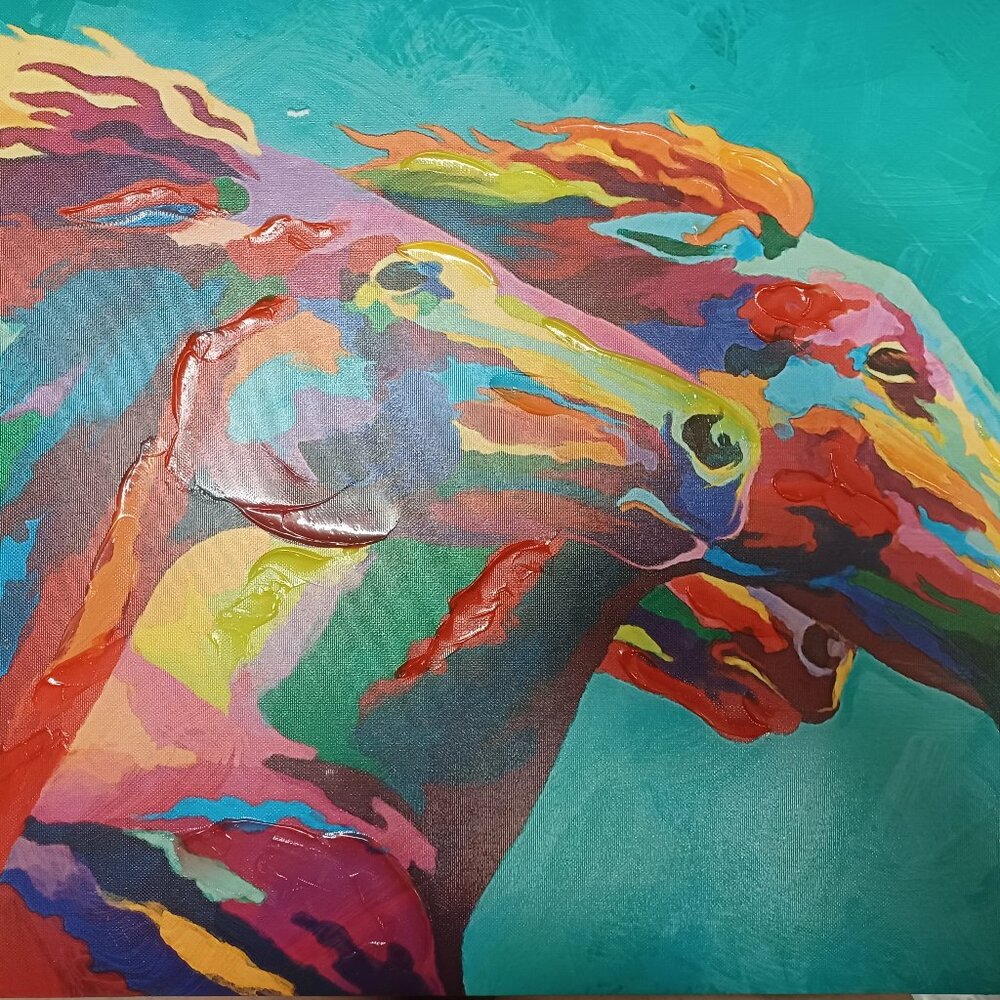 Race Horses acrylic art on stretch canvas, 13x18 inches
